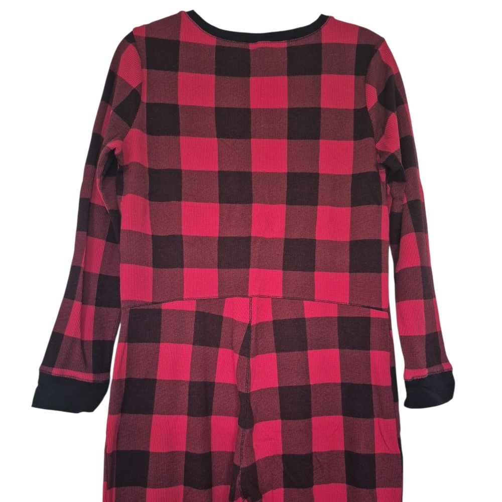 Old Navy Women's Red and Black Plaid Pajama Onesie Sz L - Picture 5 of 8